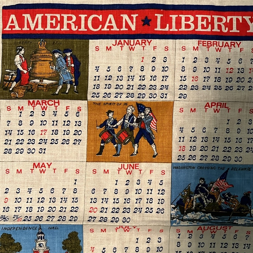 VTG Bicentennial 1976 Tea Towel Calendar - Picture 2 of 9